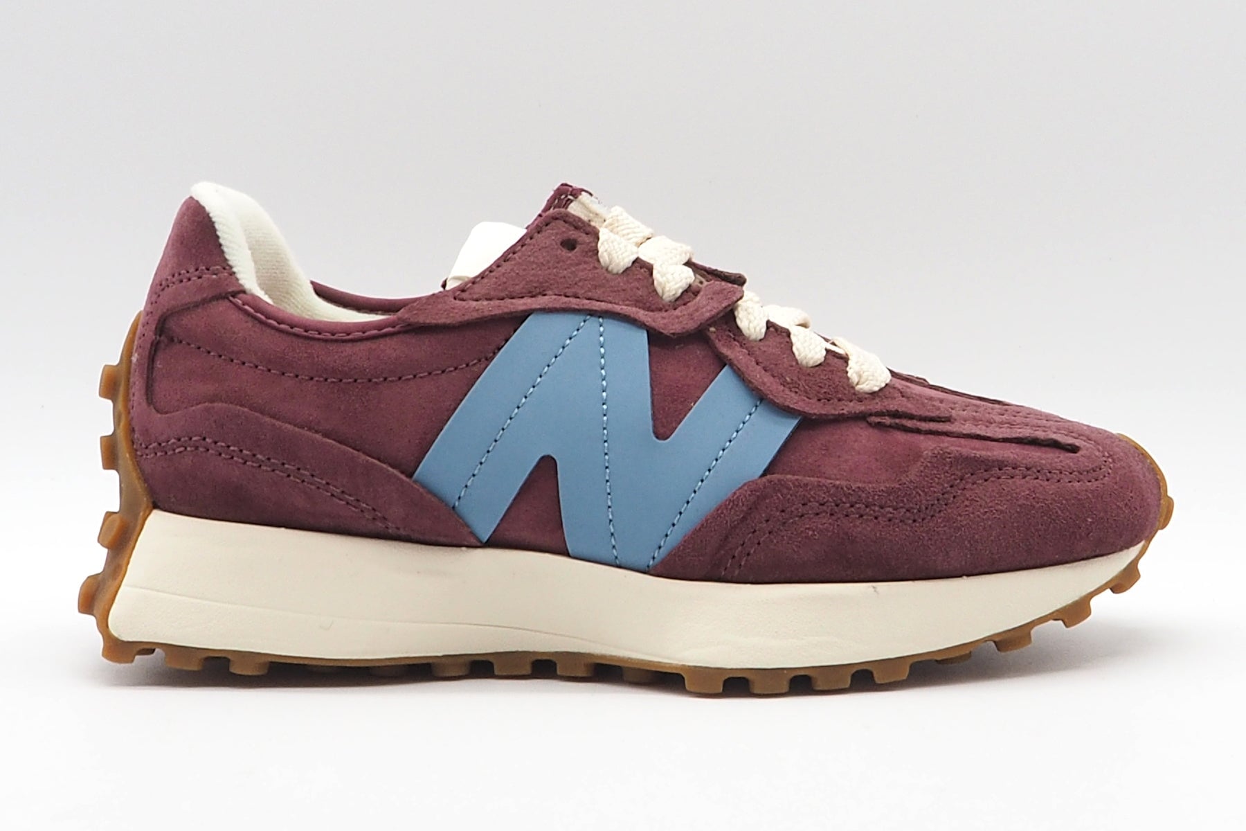 Stylischer Damen Sneaker 327 Nubukleder in Bordeaux Damen Sneaker New Balance