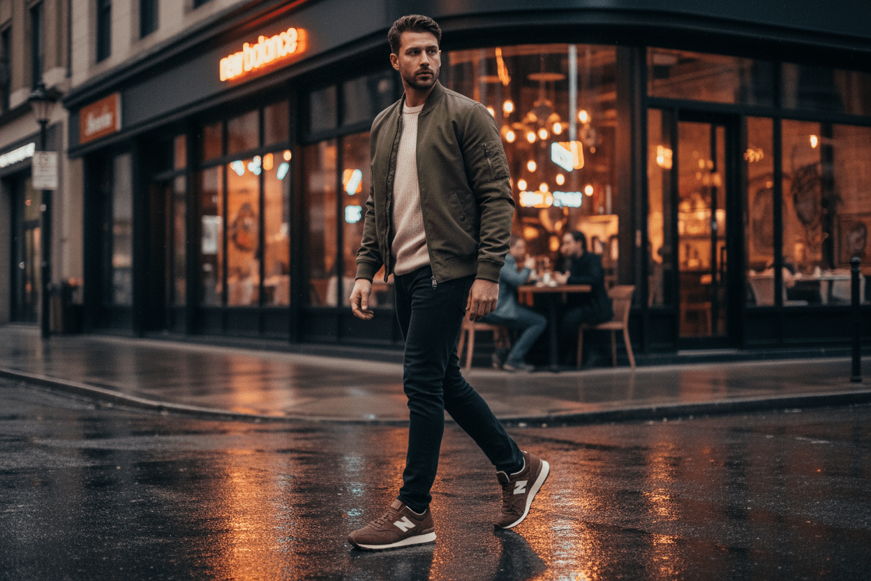 Stylischer Herren Sneaker 475 aus Nubukleder in Rotbraun Herren Sneaker New Balance