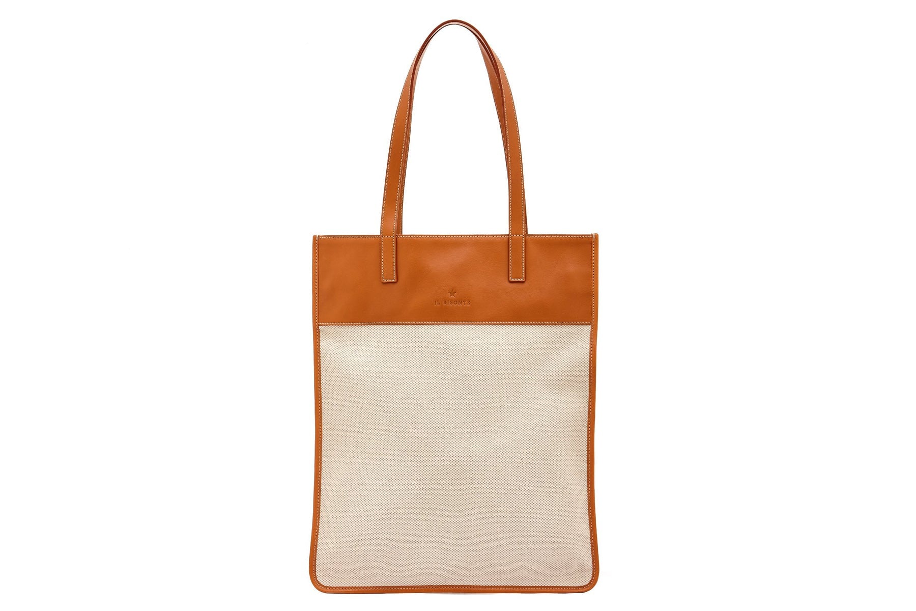 Tote-Bag aus Canvas & Leder in Natural & Caramel Taschen Tote-Bag Il Bisonte