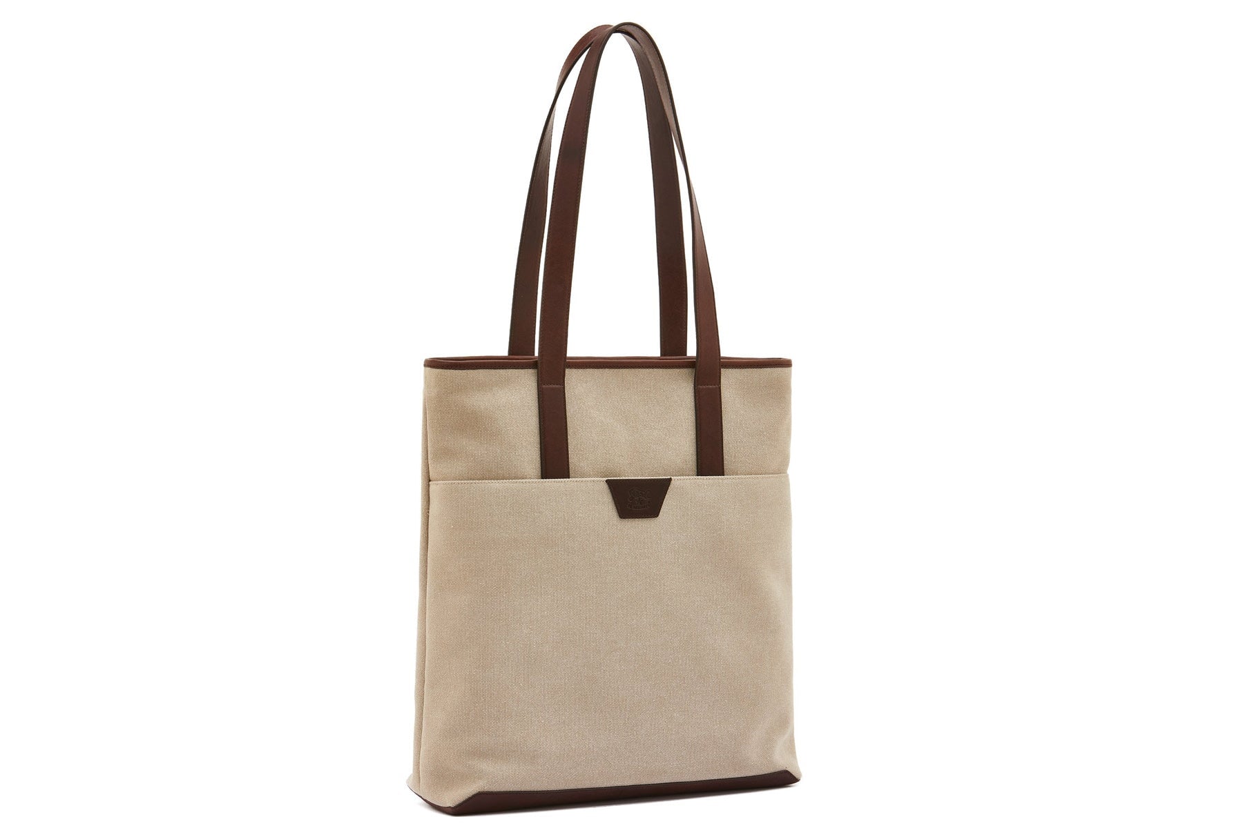 Tote-Bag aus Canvas & Leder in Sand & Dunkelbraun - Jacopo Taschen Tote-Bag Il Bisonte