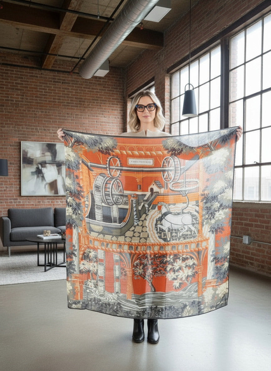 Tuch aus Wolle in Orange - Manufacture Damen Accessoires Tücher & Schals Inoui E.