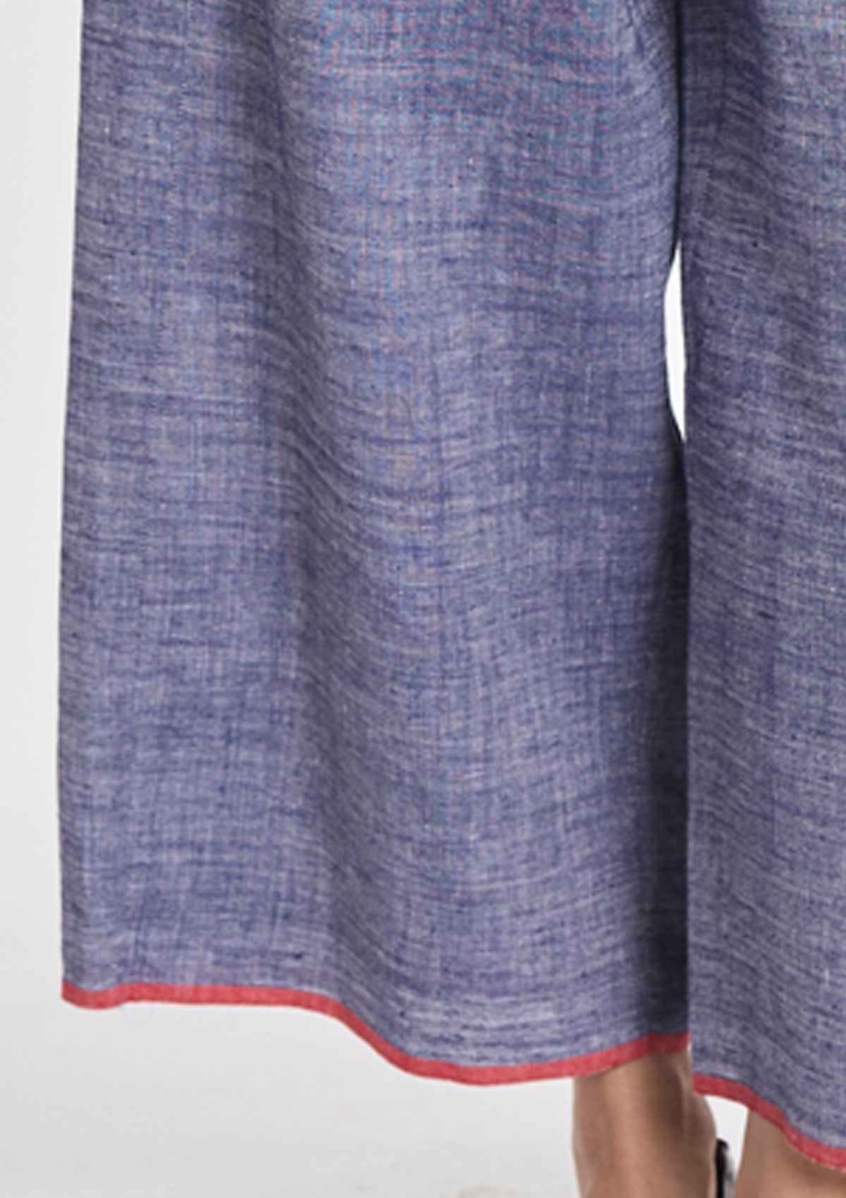 Verkürzte Damen Hose aus Baumwolle & Leinen in Blau mit elastischem Bund Damen Hose Payal Pratap