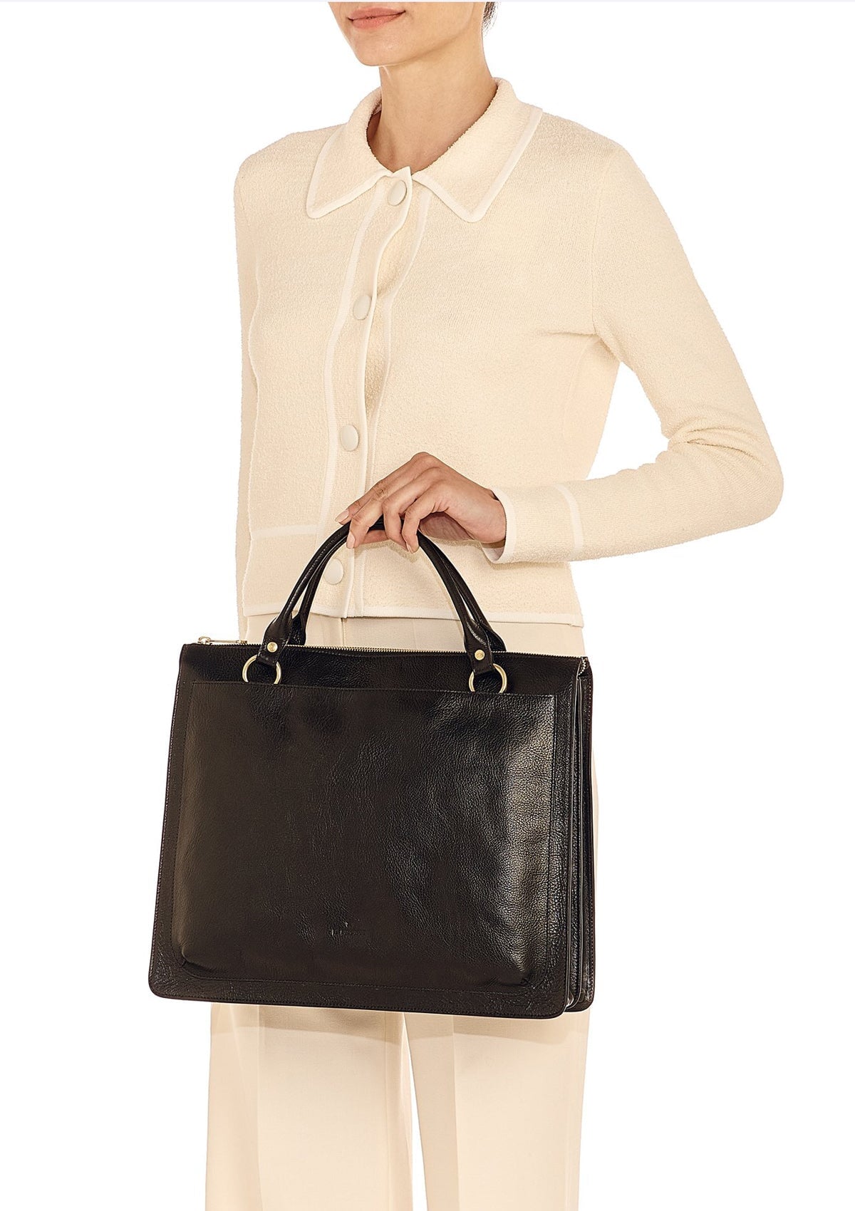 Vielseitige edle Arbeitstasche mit Tragegriff aus Leder in Schwarz - Manhattan Taschen Crossbody & Schultertasche Il Bisonte