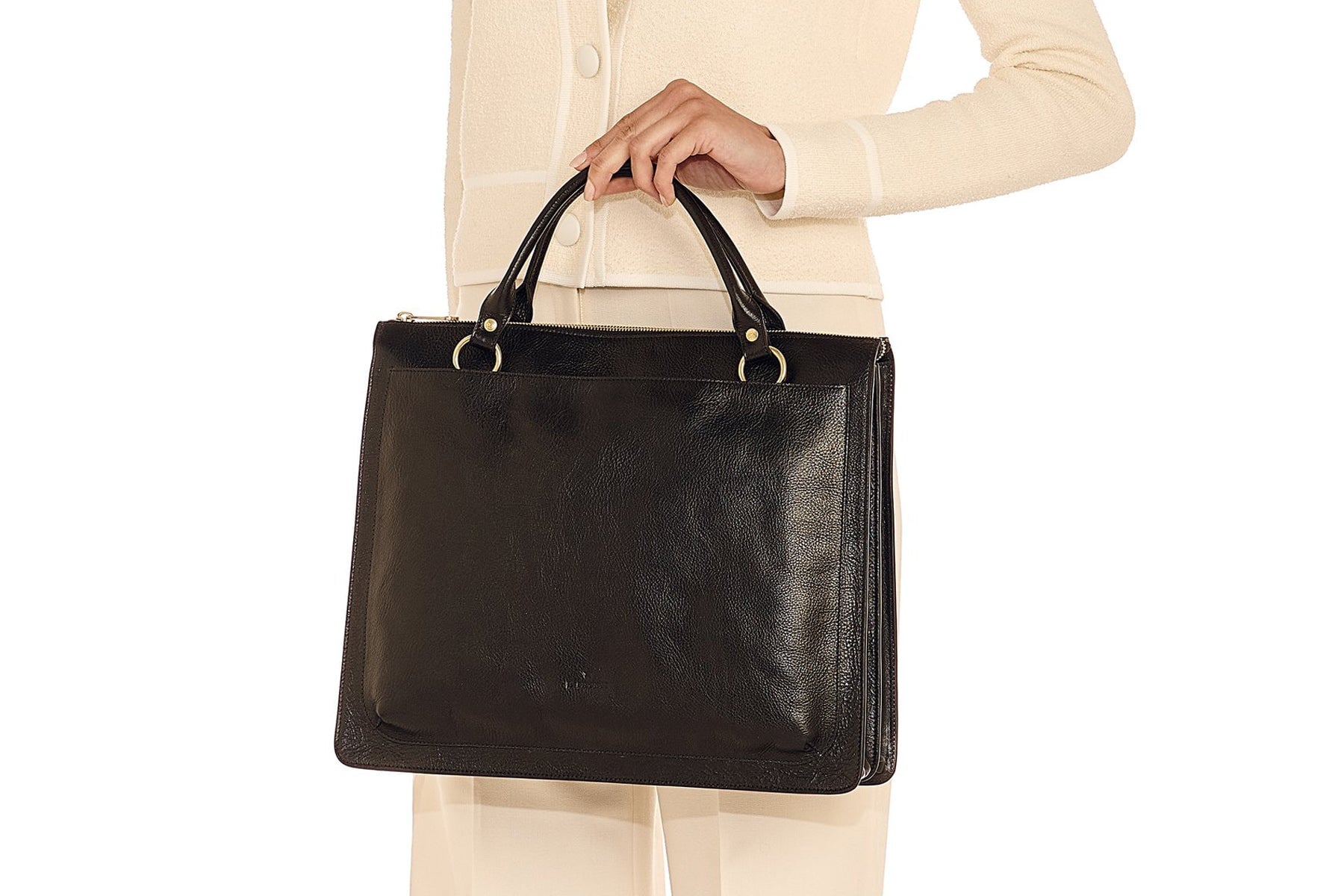Vielseitige edle Arbeitstasche mit Tragegriff aus Leder in Schwarz - Manhattan Taschen Crossbody & Schultertasche Il Bisonte