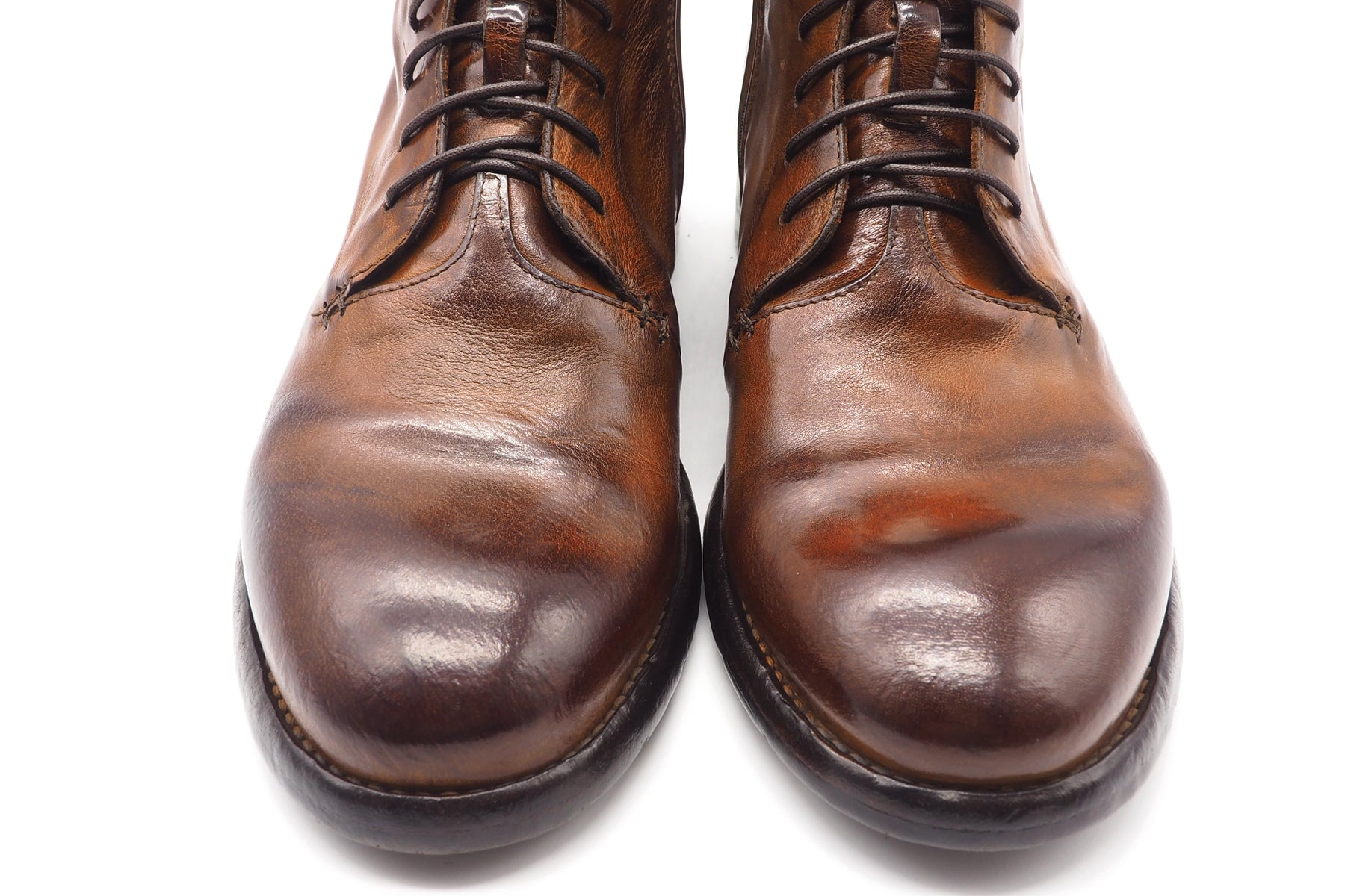 Von Hand gefertigte Herren Schnürstiefelette aus Leder in Cognac mit Zipp Herren Stiefeletten Lemargo