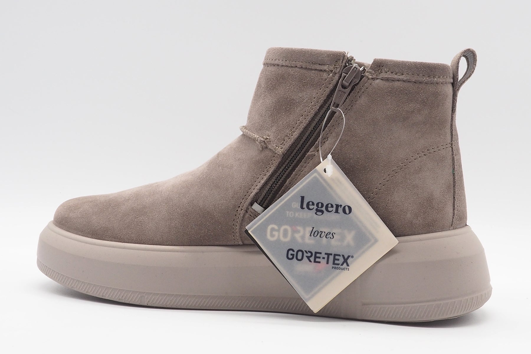 Wasserdichter Damen Bootie aus Veloursleder in Taupe - Gore Tex Damen Boots & Booties Legero