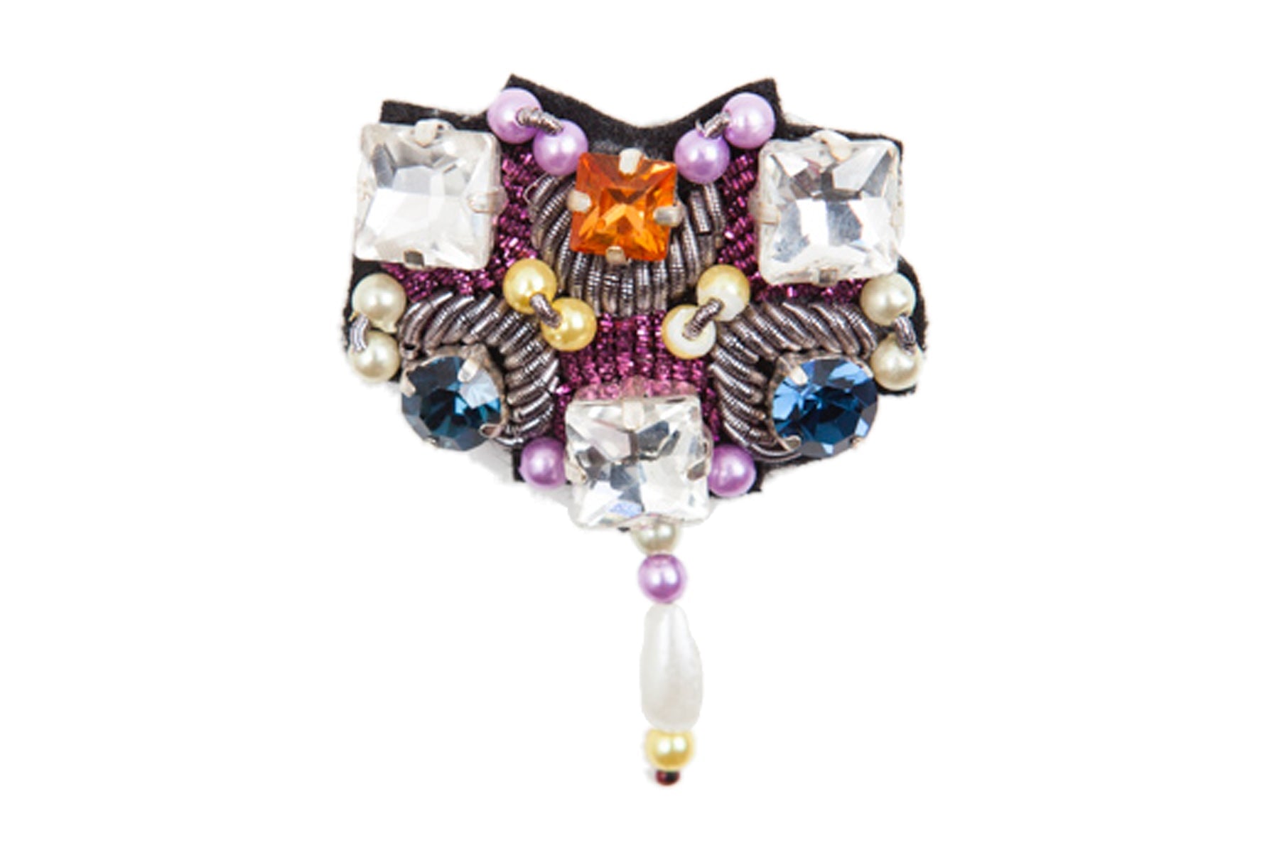 Brosche - MARY mit weißen Steinen & Perlen Accessoires Broschen My Bob