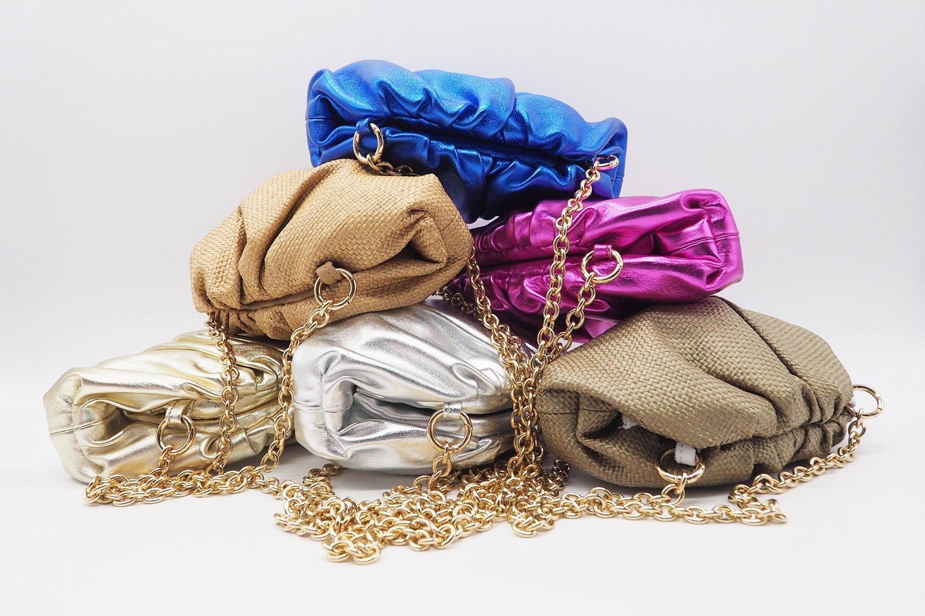 Clutch aus Metallicleder in Pink Taschen Clutches Nina Hill