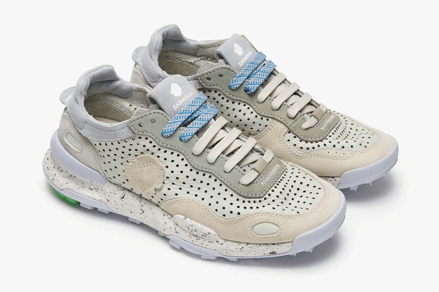 Coole Damen Sneaker aus Nubuk- & Veloursleder in Grün & Beige - Chacrona Damen Sneaker Satorisan