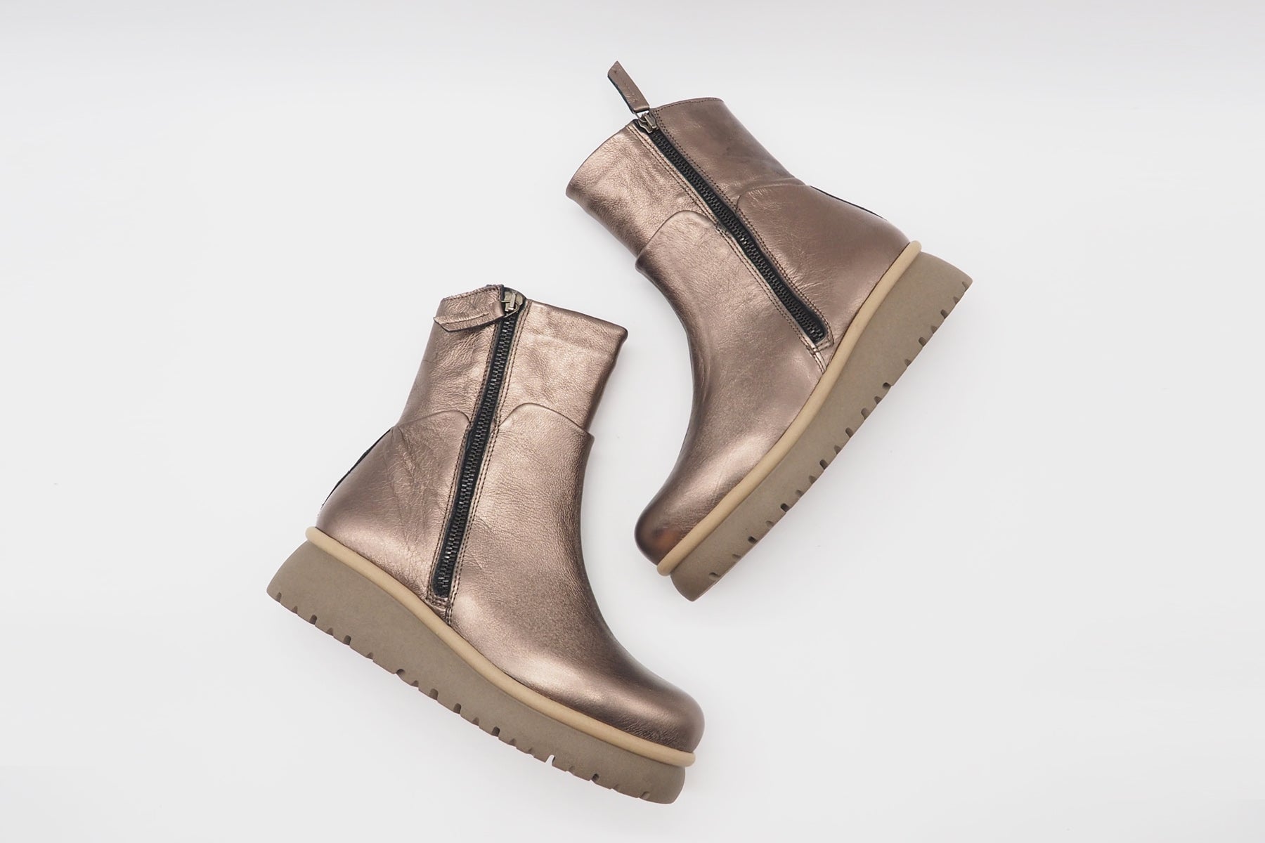 Coole Damen Stiefelette aus Metallicleder in Bronze - Absatz 3,5cm Damen Stiefeletten Patrizia Bonfanti