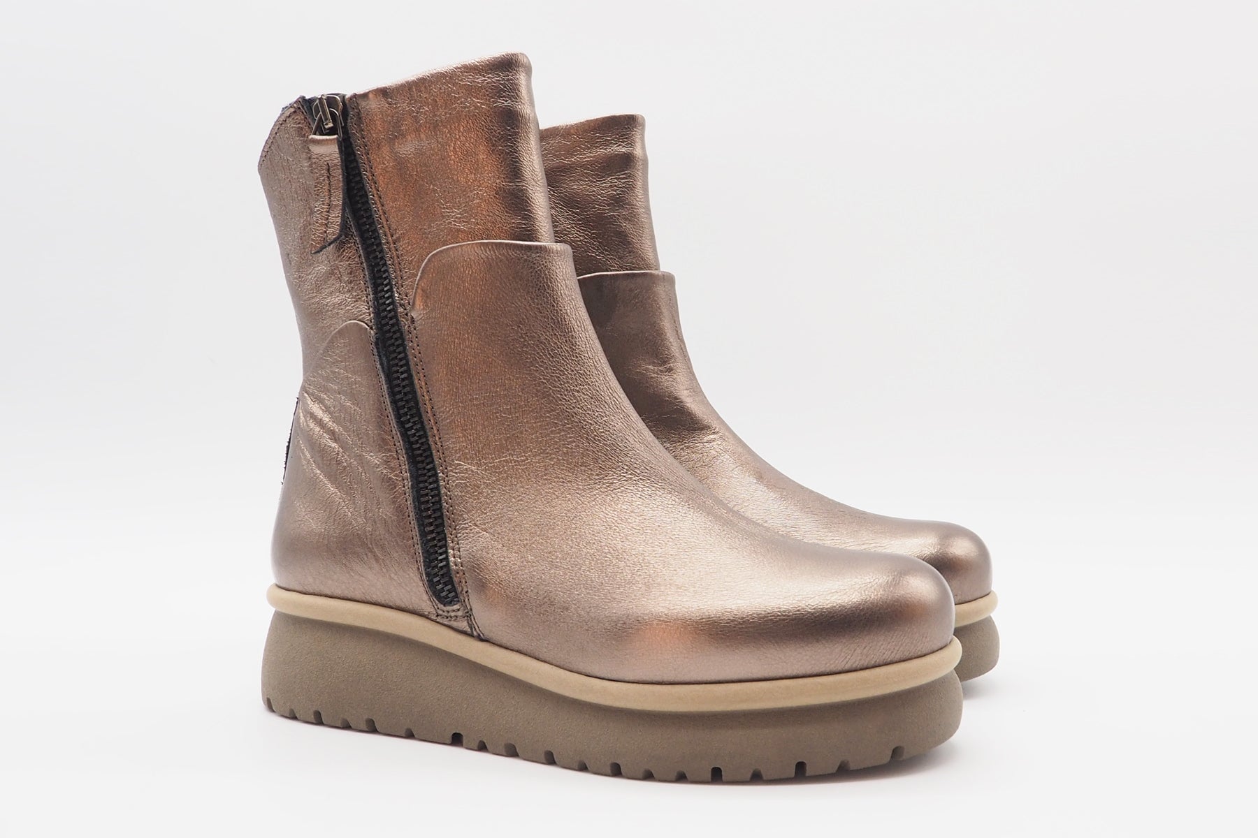 Coole Damen Stiefelette aus Metallicleder in Bronze - Absatz 3,5cm Damen Stiefeletten Patrizia Bonfanti