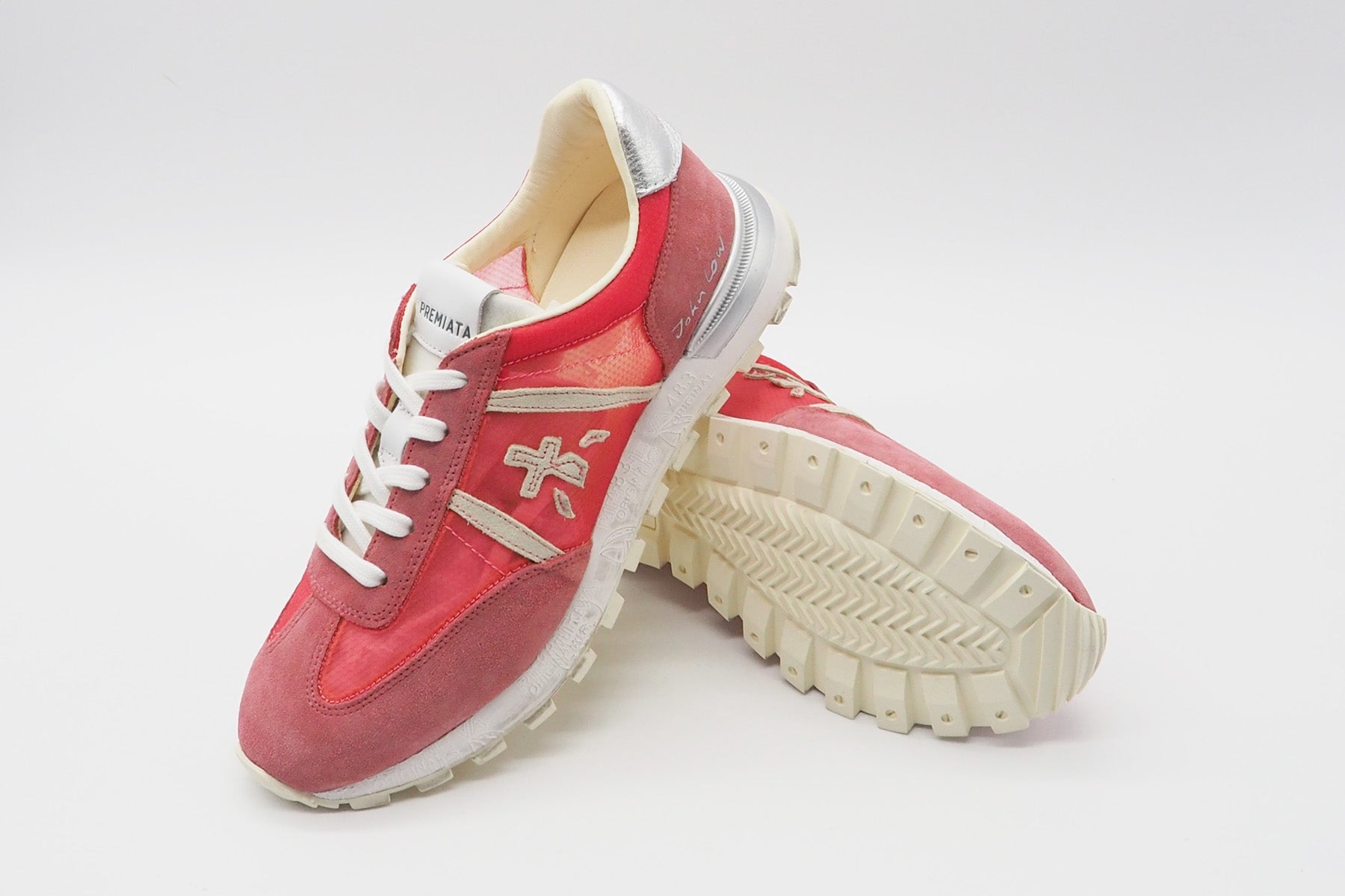 Cooler Damen Sneaker aus Veloursleder & Mesh in Rot - Johnlowd Damen Sneaker Premiata