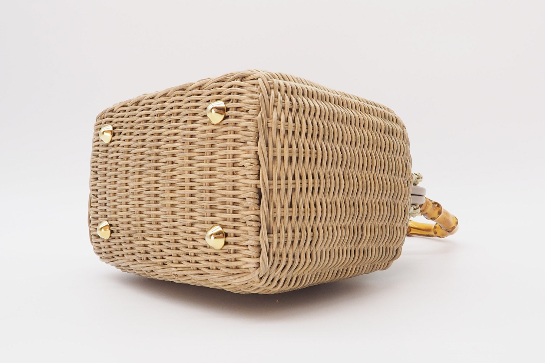 Crossbody-Tasche aus geflochtener Weide, Bast & Bambusgriff in Tope & Petrol Handtaschen Capaf