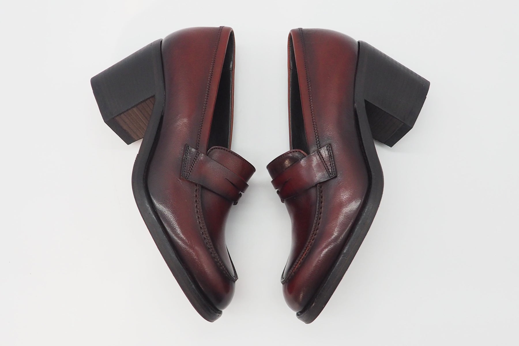 Damen Absatz-Loafer aus Glattleder in Bordeaux - Absatz 6cm Damen Loafers & Schnürer Pantanetti