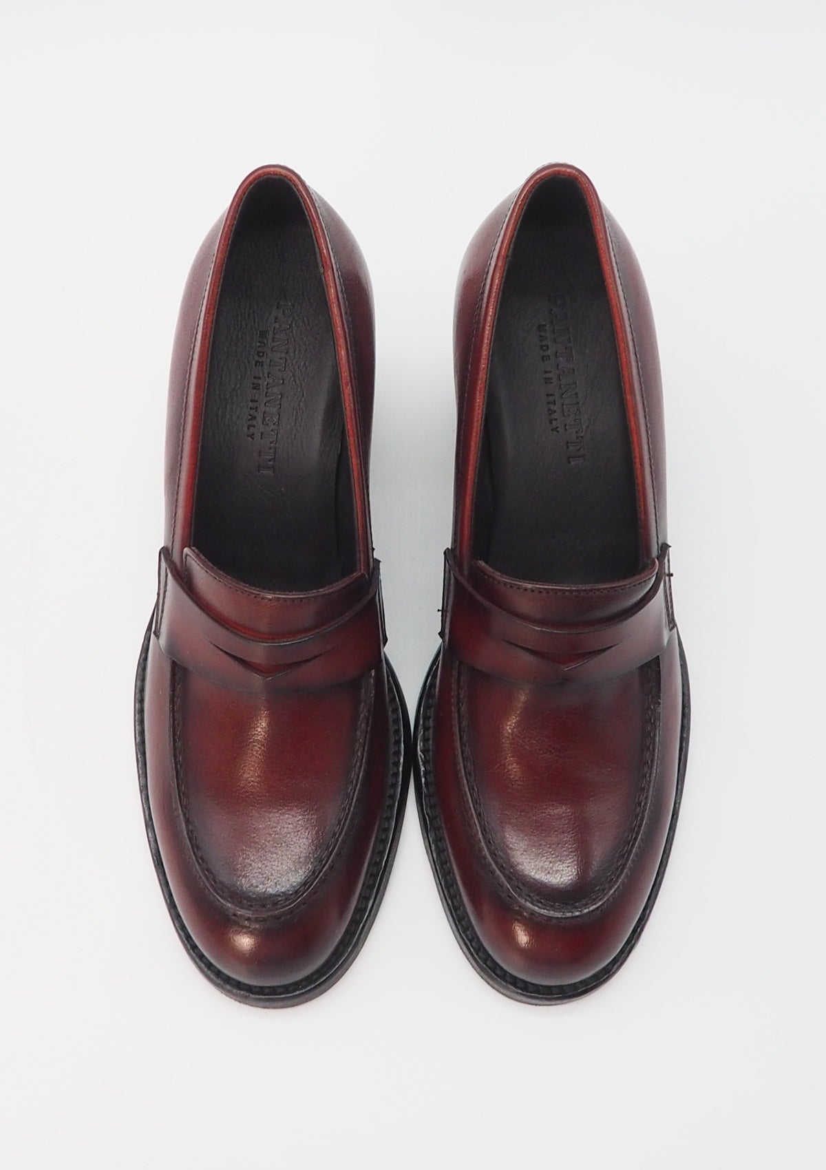 Damen Absatz-Loafer aus Glattleder in Bordeaux - Absatz 6cm Damen Loafers & Schnürer Pantanetti