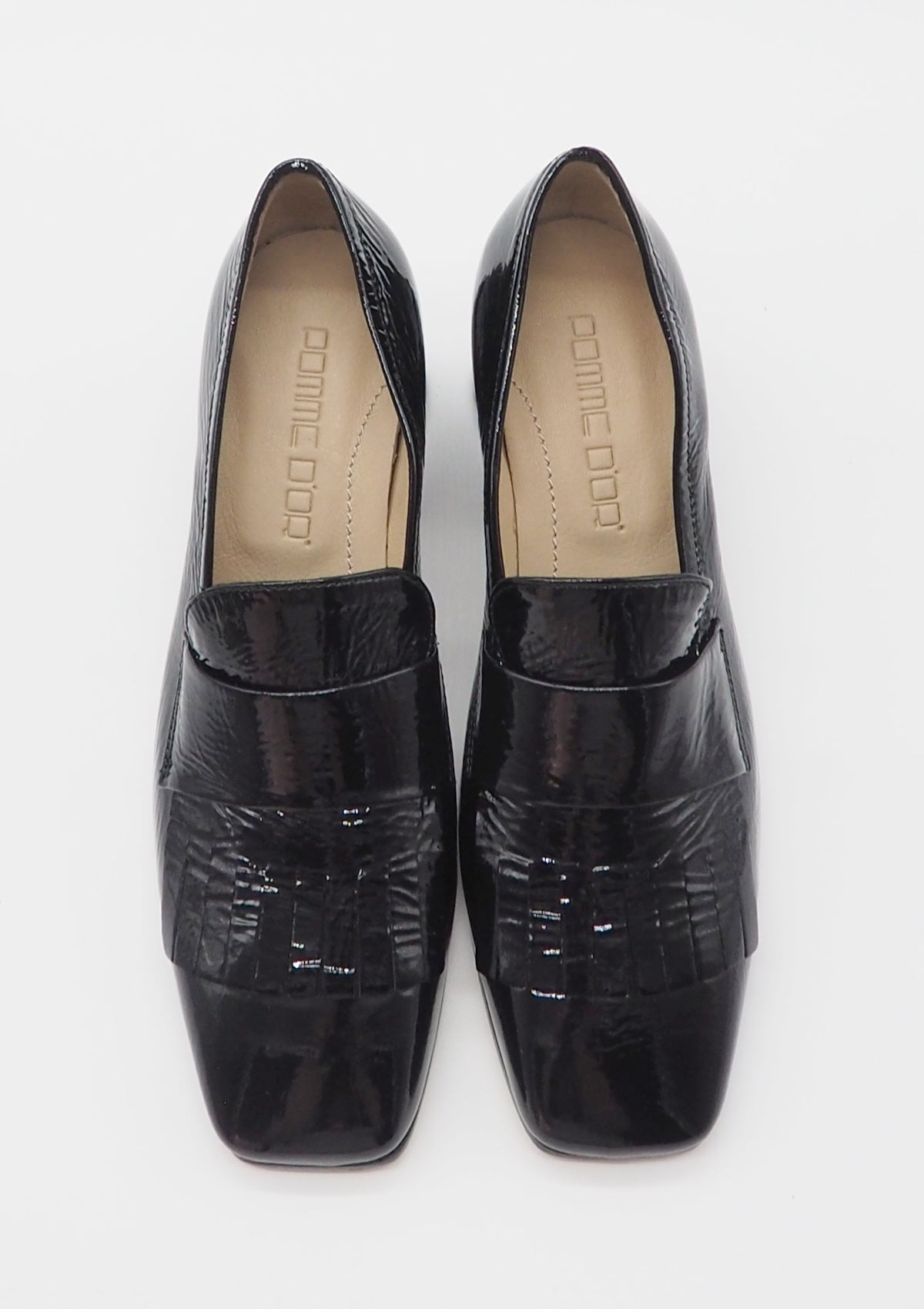Damen Absatz-Loafer aus Lackleder in Schwarz mit Fransen - Absatz 6cm Damen Loafers & Schnürer Pomme D'or
