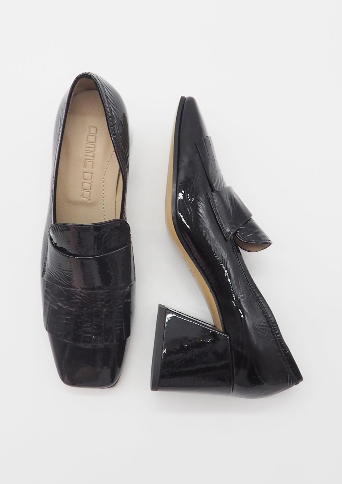 Damen Absatz-Loafer aus Lackleder in Schwarz mit Fransen - Absatz 6cm Damen Loafers & Schnürer Pomme D'or