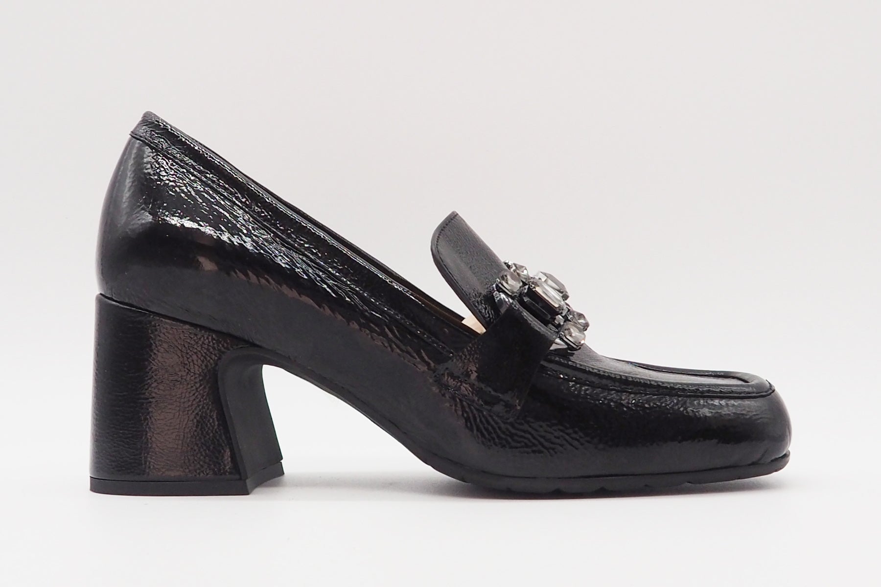 Damen Absatz-Loafer aus Lackleder in Schwarz mit Trense - Absatz 6cm Damen Loafers & Schnürer Mara Bini