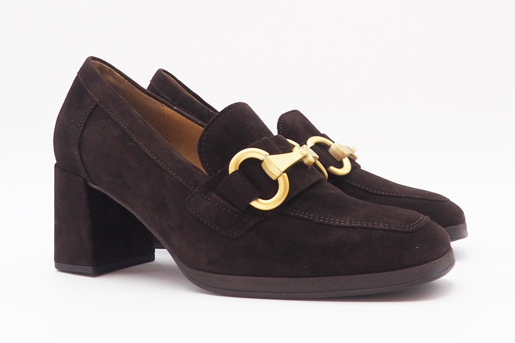 Damen Absatz-Loafer aus Veloursleder in Braun - Absatz 7cm Damen Loafers & Schnürer Gabor