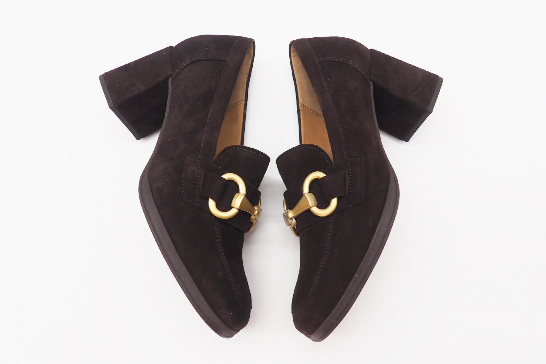 Damen Absatz-Loafer aus Veloursleder in Braun - Absatz 7cm Damen Loafers & Schnürer Gabor