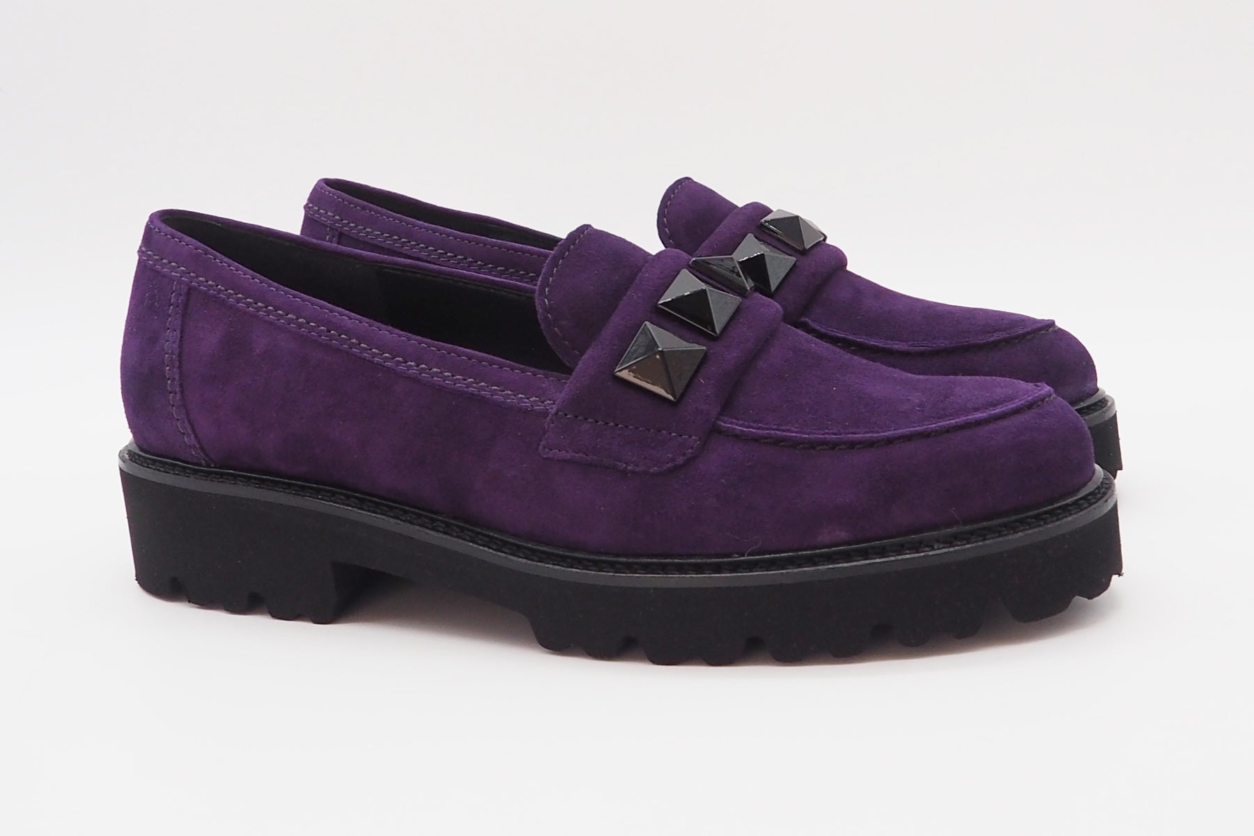 Damen Absatz-Loafer aus Veloursleder in Lila - Absatz 3cm Damen Loafers & Schnürer Gabor
