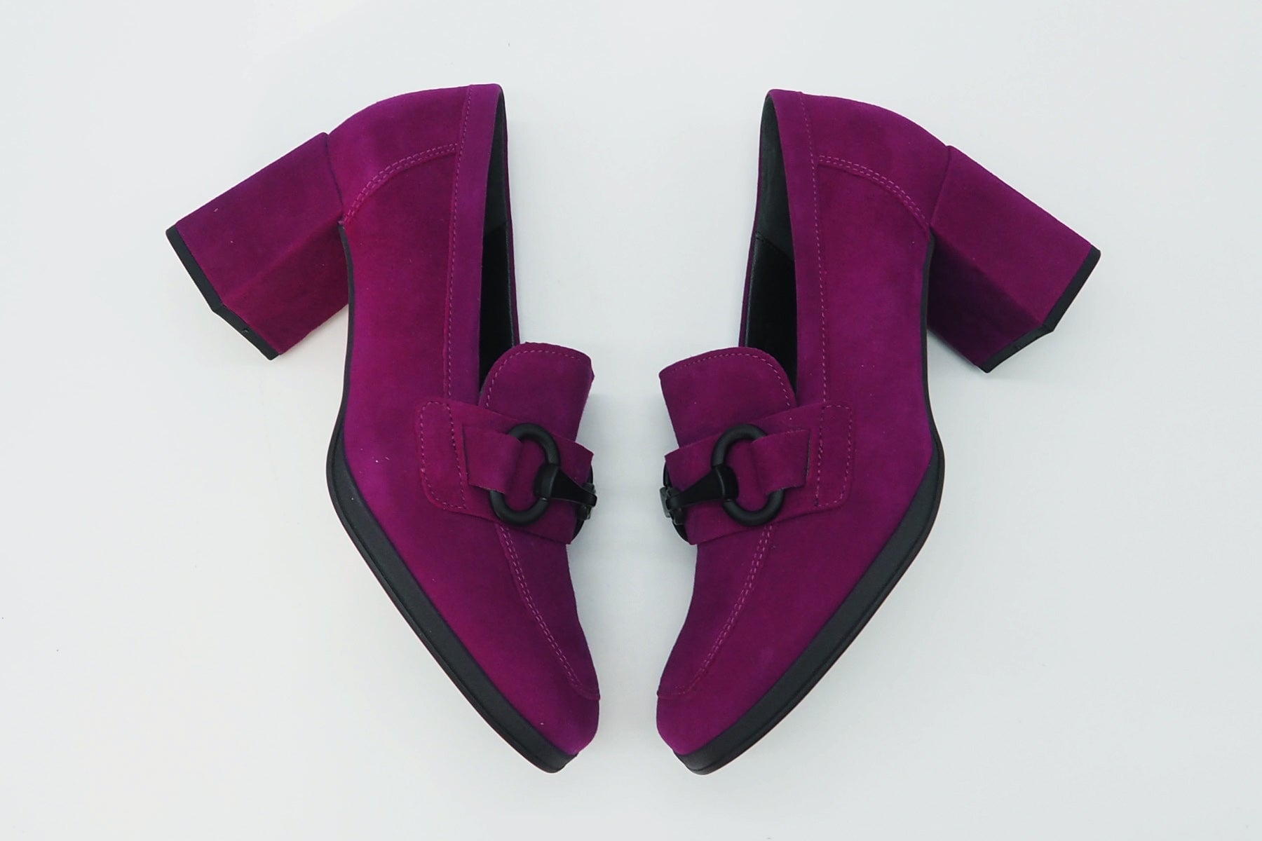 Damen Absatz-Loafer aus Veloursleder in Purple mit Spange - Absatz 6cm Damen Loafers & Schnürer Gabor
