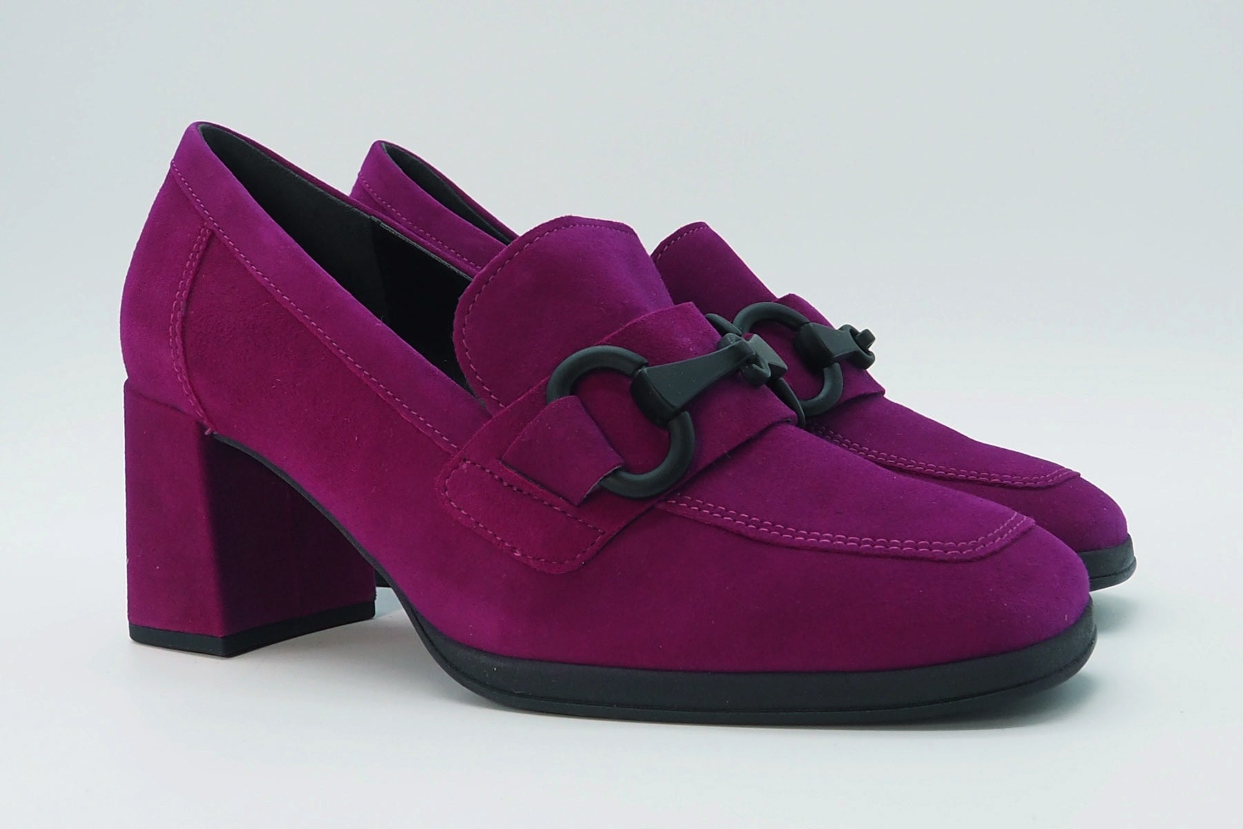 Damen Absatz-Loafer aus Veloursleder in Purple mit Spange - Absatz 6cm Damen Loafers & Schnürer Gabor