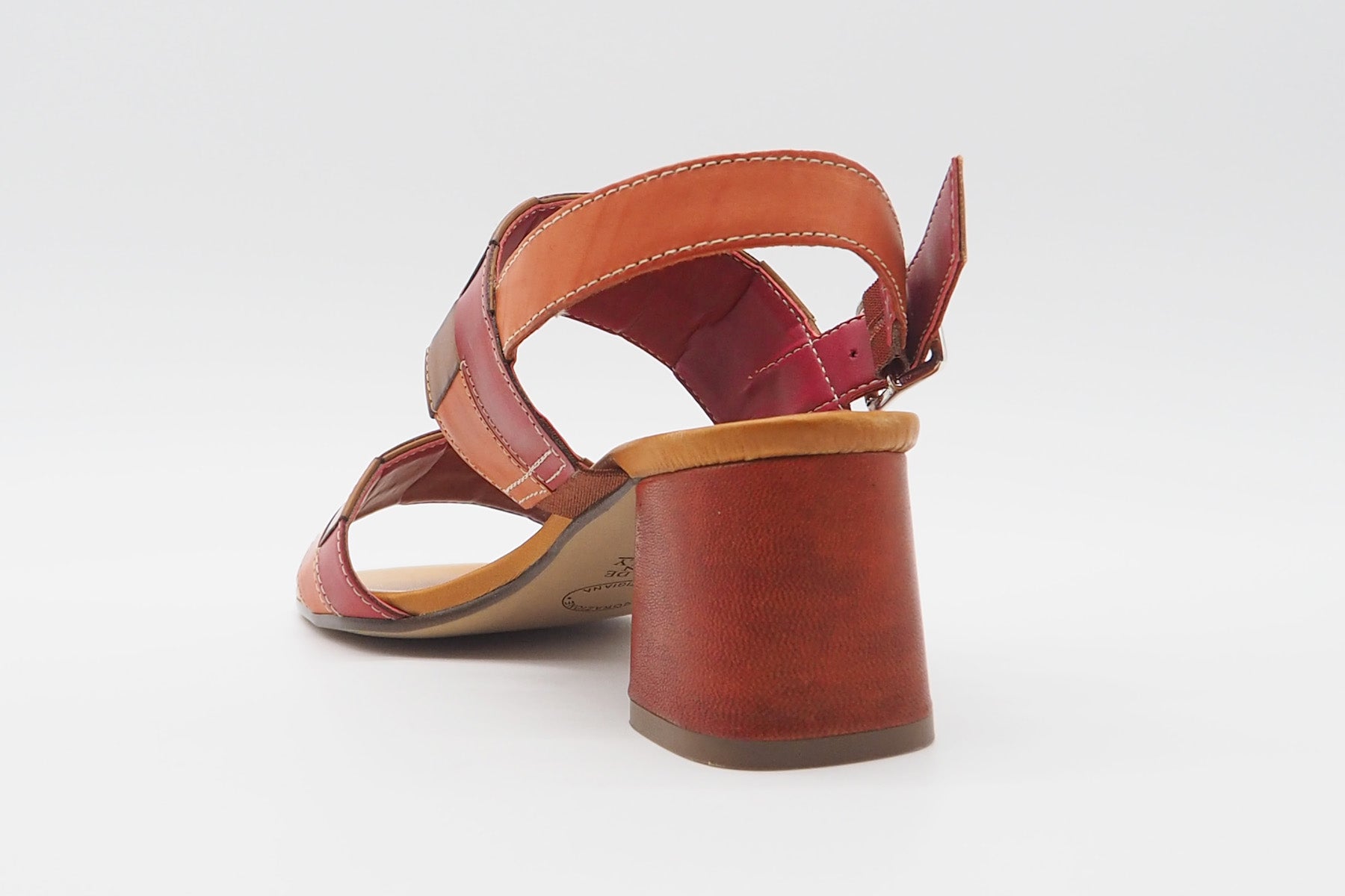 Damen Absatz-Sandale aus geflochtenem Leder in Rot, Braun & Orange Damen Sandalen Alternativa