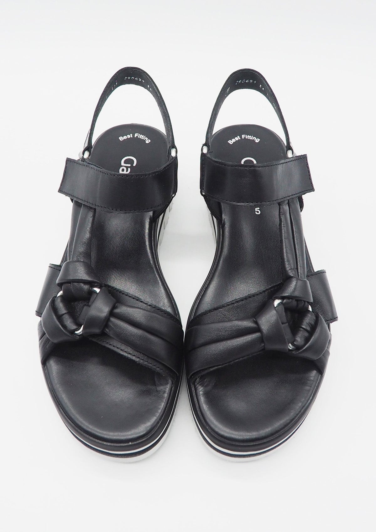 Damen Absatz-Sandale aus Glattleder in Schwarz - Absatz 5cm Damen Sandalen Gabor