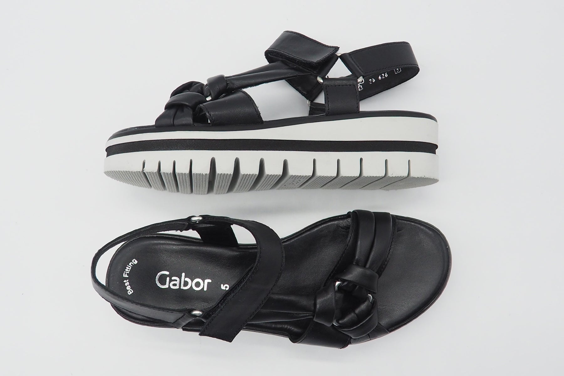 Damen Absatz-Sandale aus Glattleder in Schwarz - Absatz 5cm Damen Sandalen Gabor