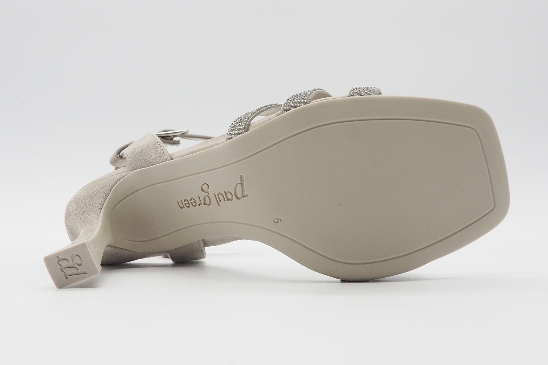 Damen Absatz-Sandale aus Veloursleder in Stone - Absatz 9cm Damen Sandalen Paul Green