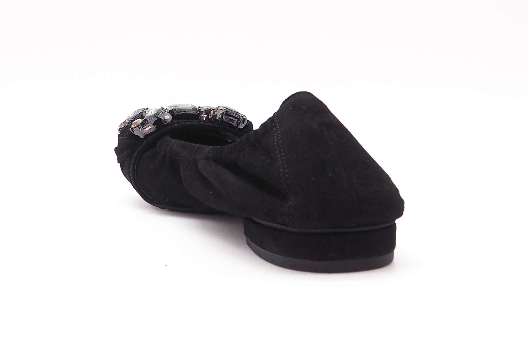 Damen Ballerina aus Veloursleder in Schwarz mit Schmucksteinbesatz - Absatz 1cm Damen Ballerinas Kennel & Schmenger