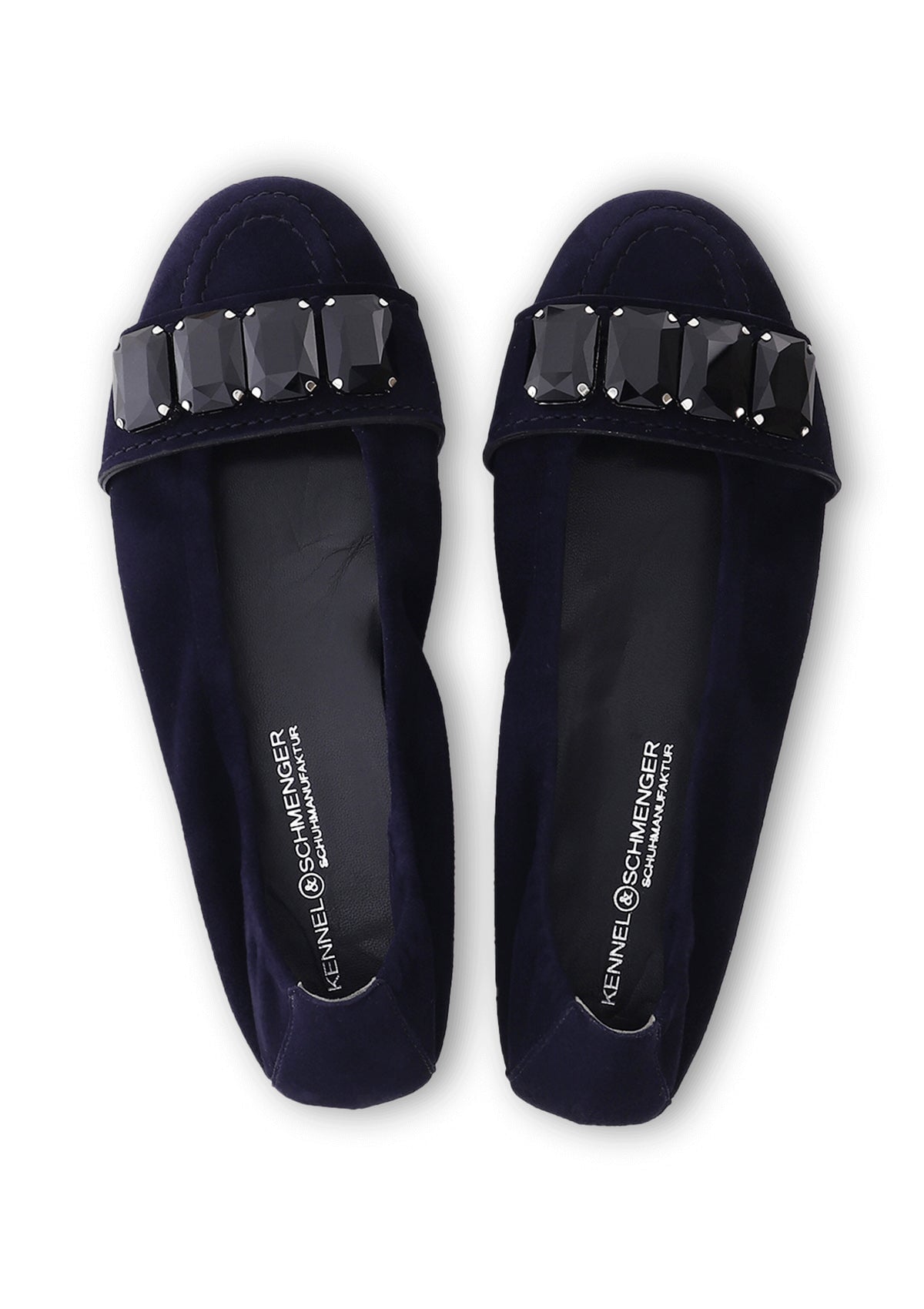 Damen Ballerinas aus Veloursleder in Dunkelblau - Malu Damen Ballerinas Kennel & Schmenger