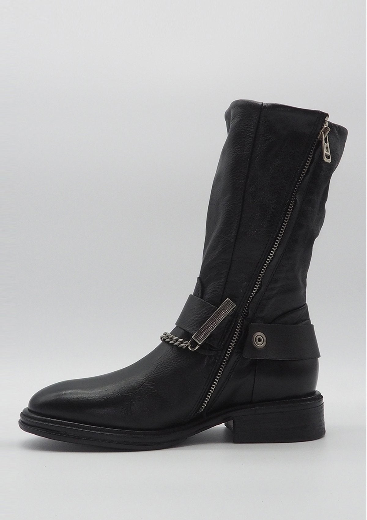 Damen Boots in Schwarz mit opulenter Schnalle & Kettendetail Damen Boots A.S. 98