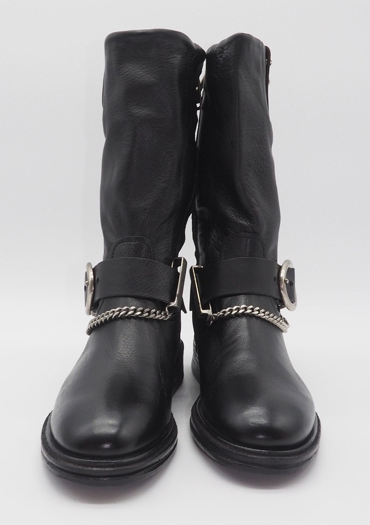 Damen Boots in Schwarz mit opulenter Schnalle & Kettendetail Damen Boots A.S. 98