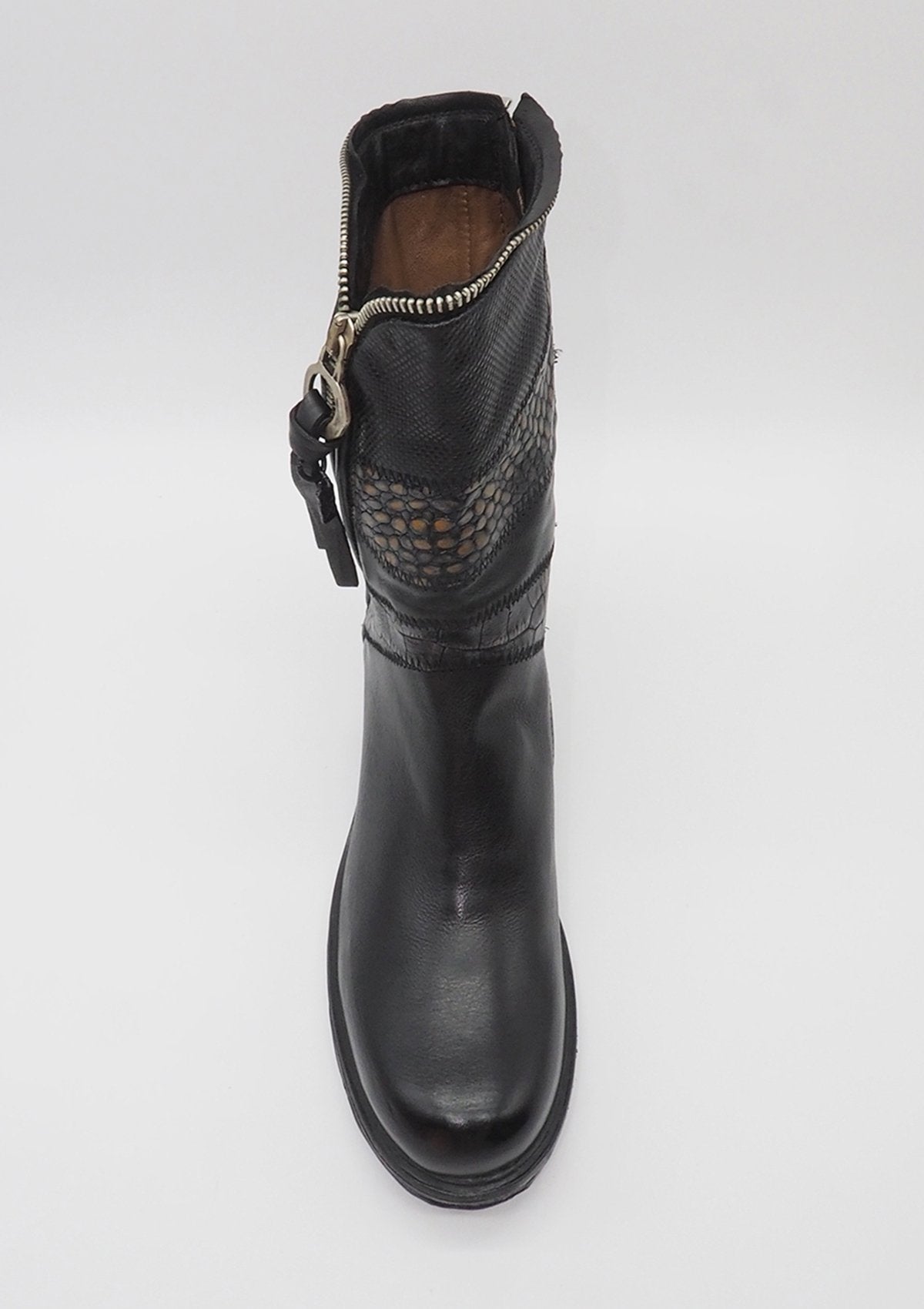 Damen Boots mit mittelhohem Schaft aus Leder in Schwarz Damen Boots A.S. 98