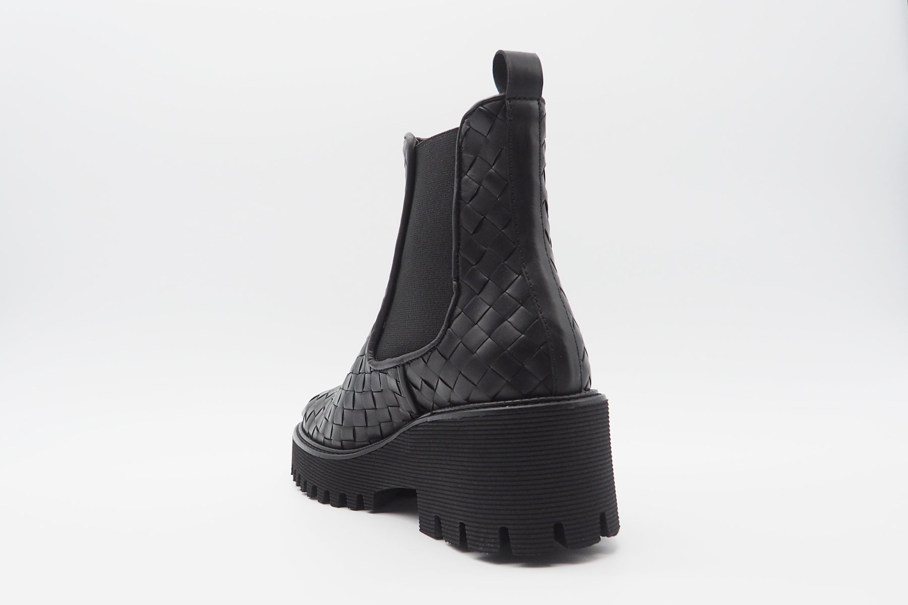 Damen Chelsea-Boot aus geflochtenem Leder in Schwarz - Absatz 5cm Damen Boots & Booties Pons Quintana