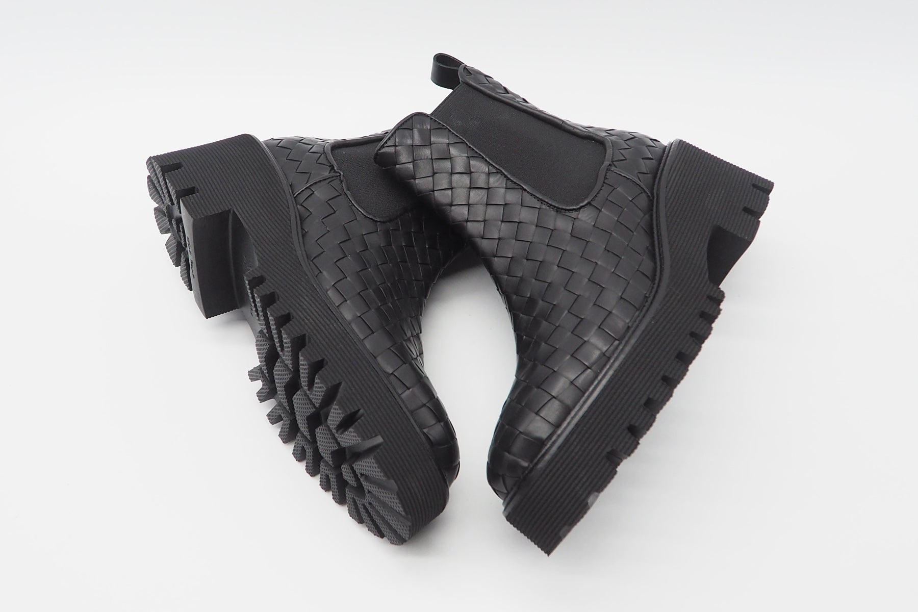 Damen Chelsea-Boot aus geflochtenem Leder in Schwarz - Absatz 5cm Damen Boots & Booties Pons Quintana