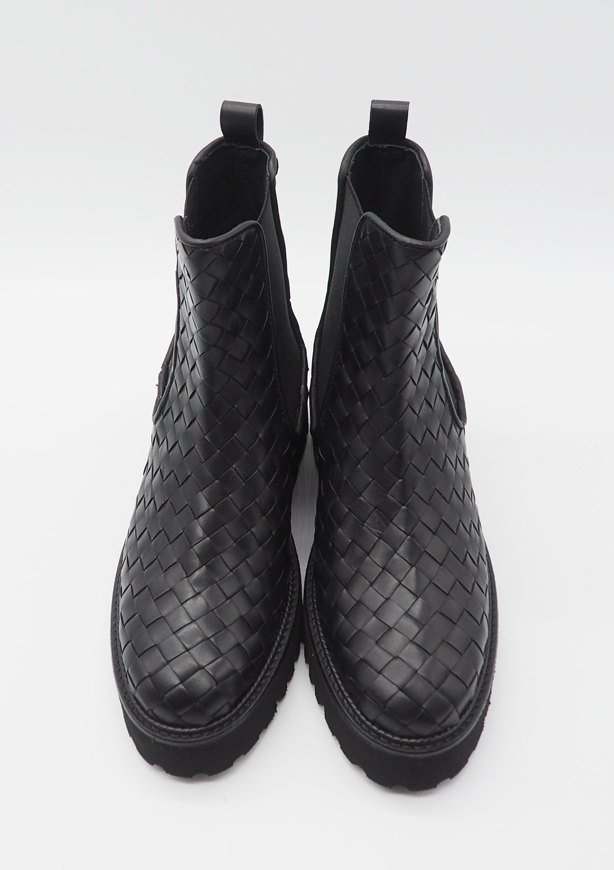 Damen Chelsea-Boot aus geflochtenem Leder in Schwarz - Absatz 5cm Damen Boots & Booties Pons Quintana