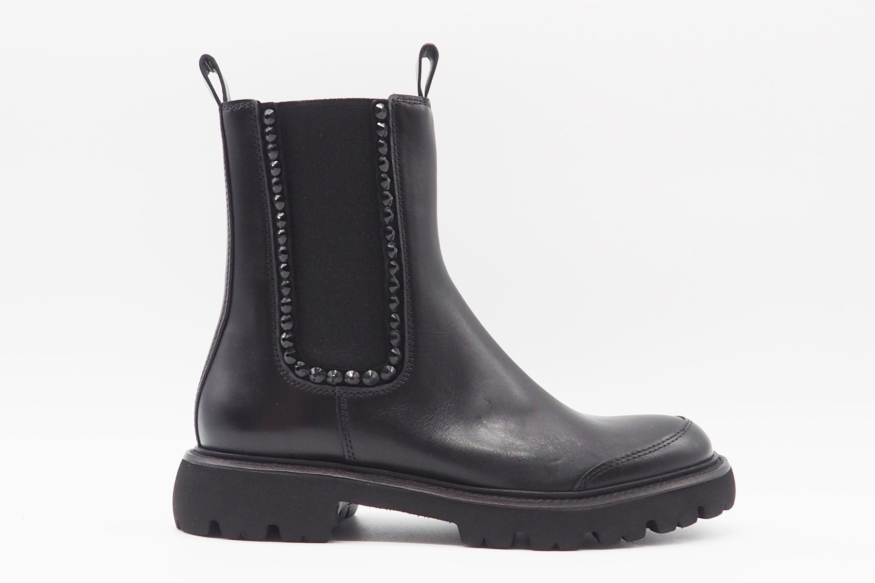 Damen Chelsea-Boot aus Glattleder in Schwarz mit Schmucksteinen - Absatz 4,5cm Damen Boots & Booties Kennel & Schmenger