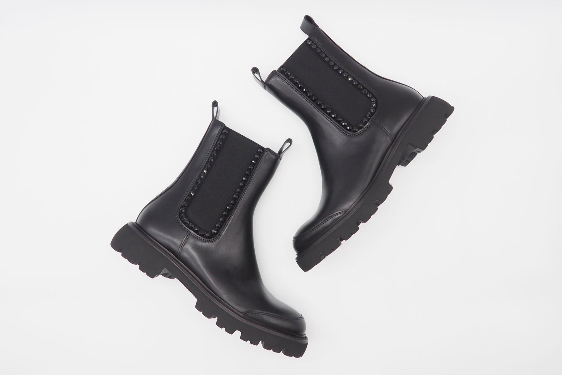 Damen Chelsea-Boot aus Glattleder in Schwarz mit Schmucksteinen - Absatz 4,5cm Damen Boots & Booties Kennel & Schmenger