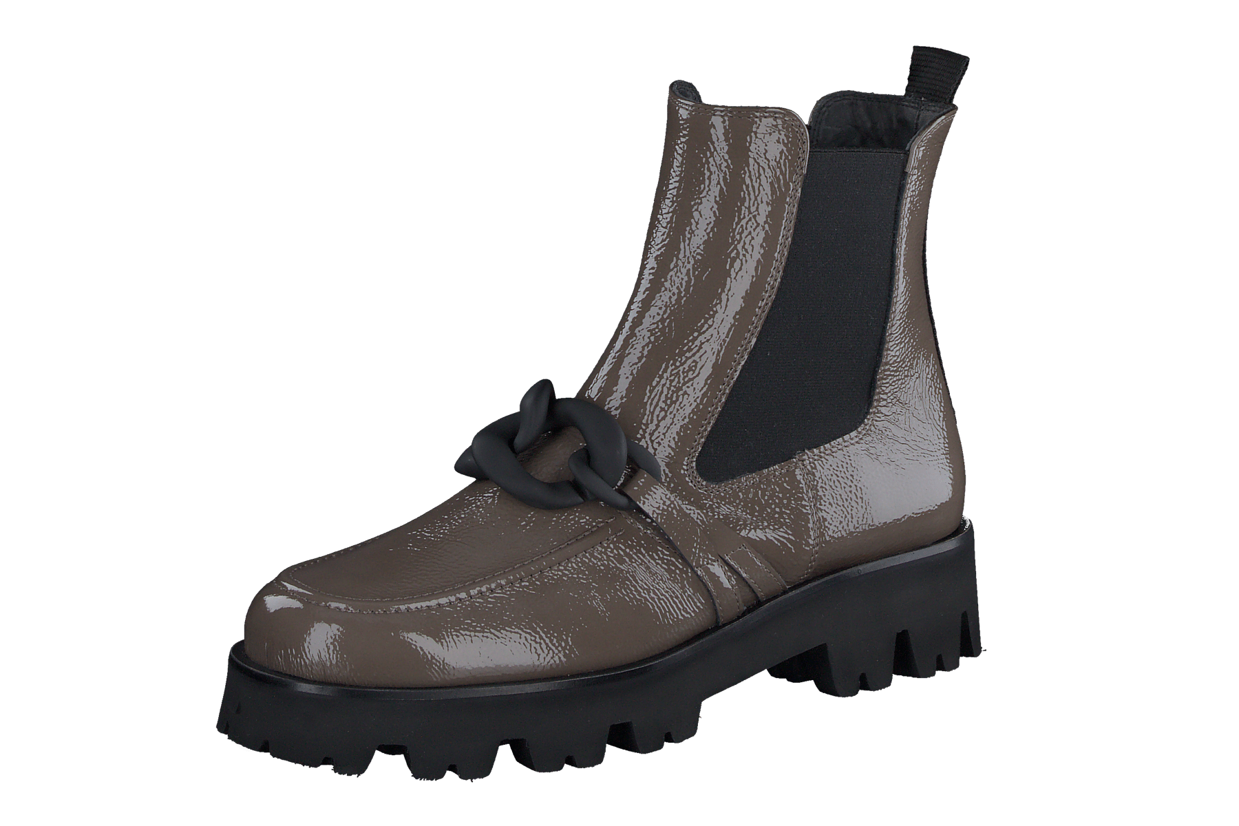 Damen Chelsea-Boot aus Lackleder in Fango - Absatz 2cm Damen Boots & Booties Paul Green