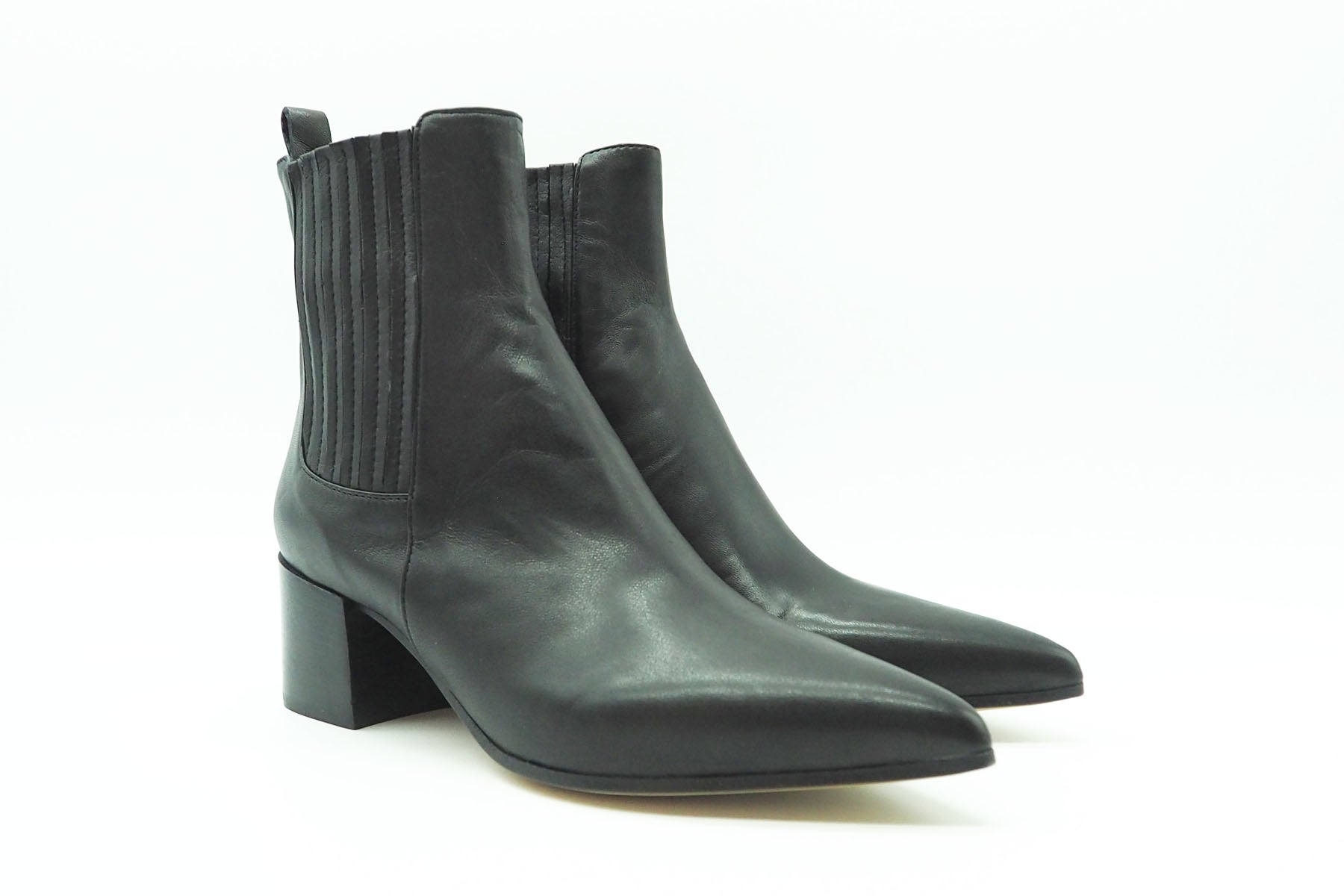 Damen Chelsea-Stiefelette aus Handschuhleder in Schwarz - Absatz 5cm Damen Stiefeletten Pomme D'or