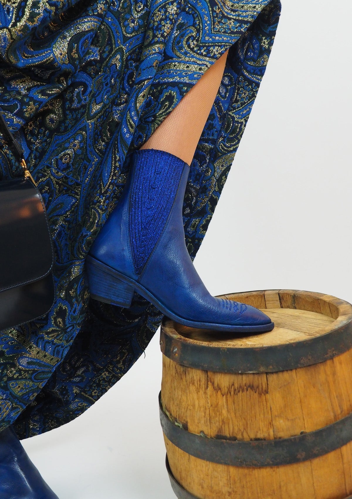 Damen Chelsea-Stiefelette mit Absatz aus Leder in Blau - Absatz 5cm Damen Stiefeletten Fauzian Jeunesse
