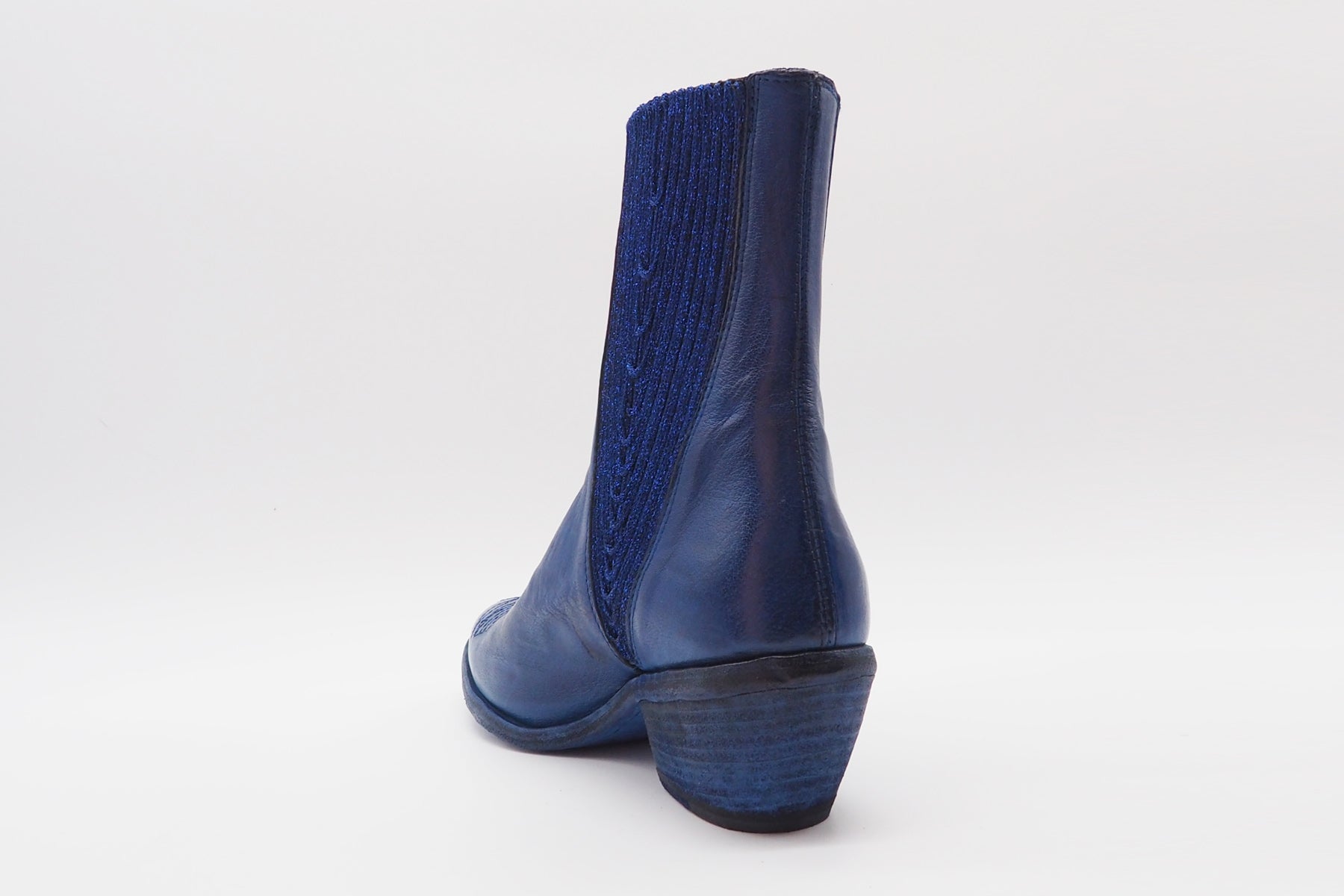 Damen Chelsea-Stiefelette mit Absatz aus Leder in Blau - Absatz 5cm Damen Stiefeletten Fauzian Jeunesse