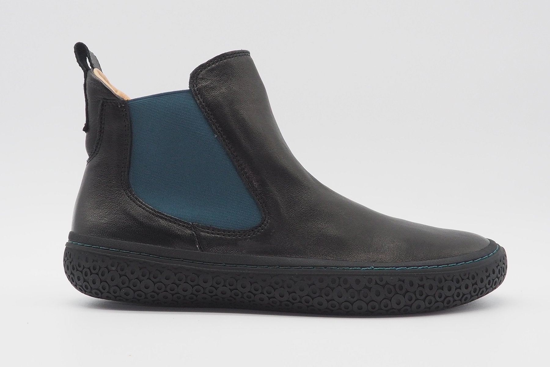 Damen Chelsea Stiefeletten in Schwarz mit blauem Gummizug Damen Stiefeletten Think