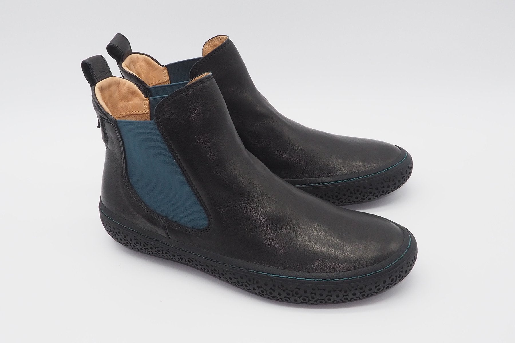 Damen Chelsea Stiefeletten in Schwarz mit blauem Gummizug Damen Stiefeletten Think