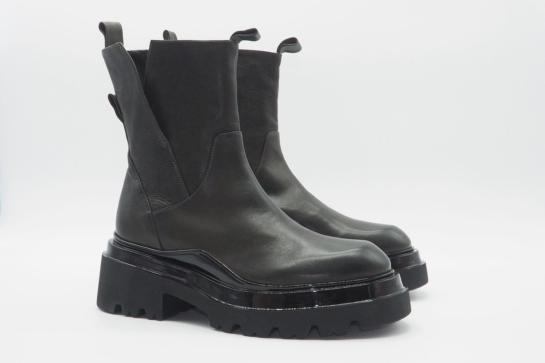 Damen Combatboots mit voluminöser Sohle in Dunkelgrün Damen Boots Fruit