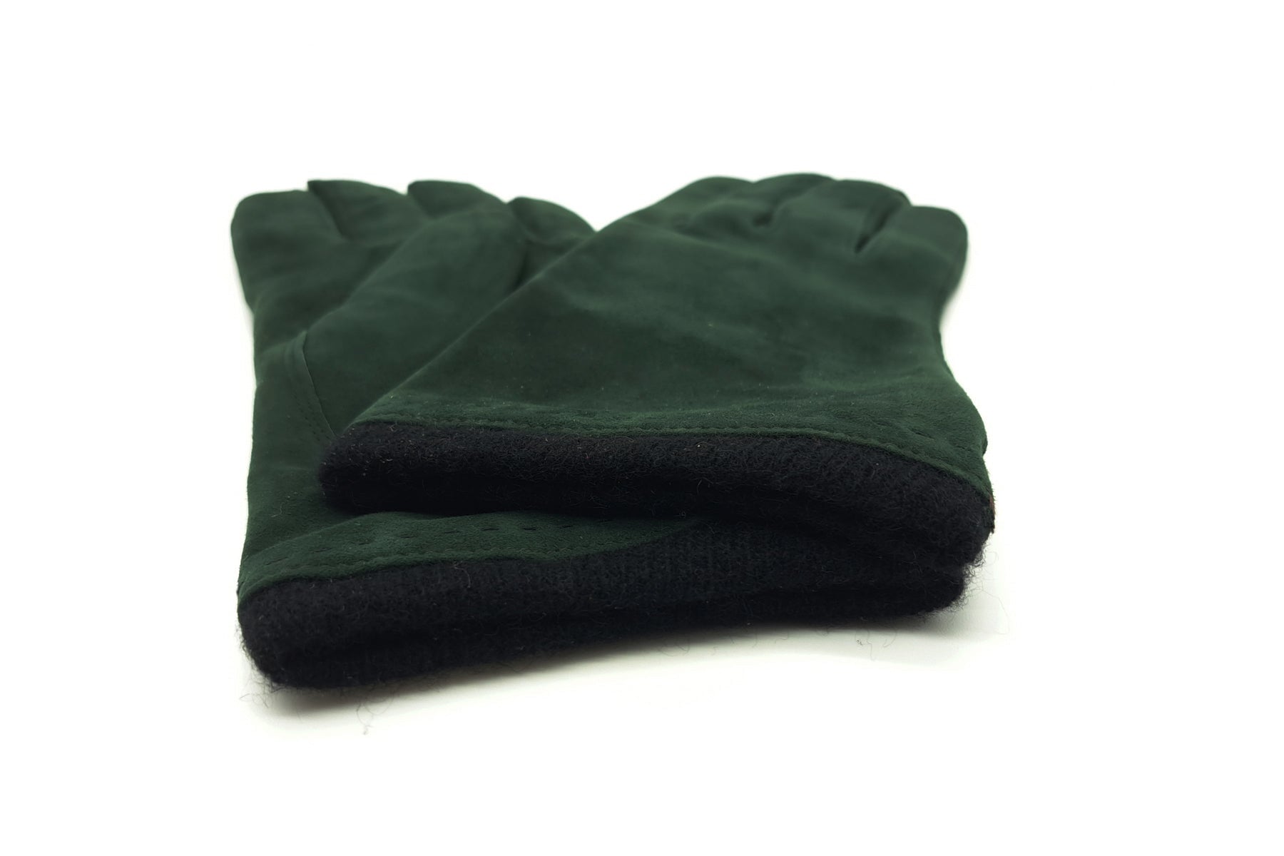 Damen Handschuhe aus Veloursleder in Dunkelgrün - Innenfutter Kaschmir Damen Handschuhe Caridei