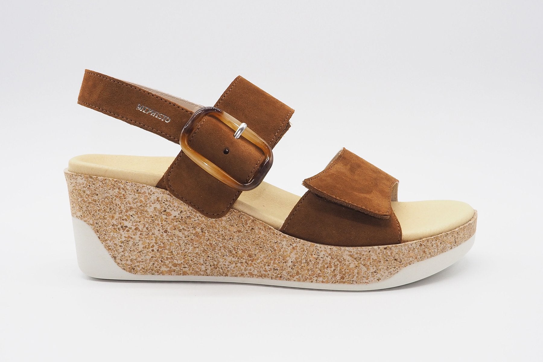 Damen Keilsandale aus Korkgemisch und softem Fußbett in Braun Damen Sandalen Mephisto